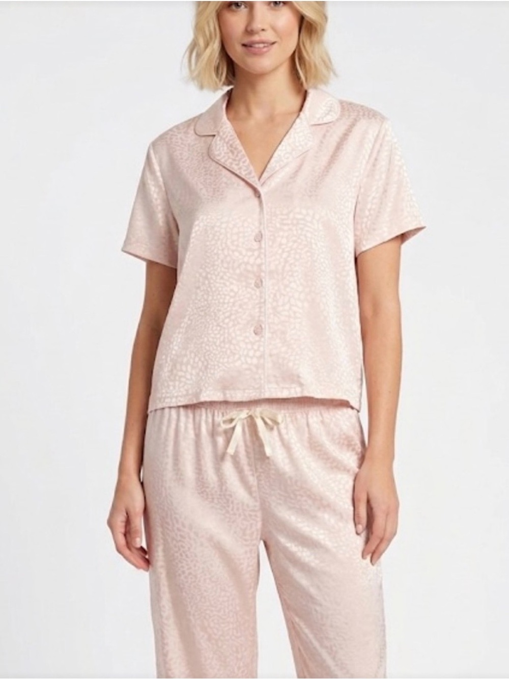 NWT BCBG MAX AZRIA Pajamas 2 Pc Set Pale Pink muted animal print